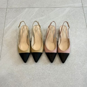 Two Tone Pointed Toe Slingback Flat Shoes